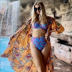 Tabitha Brown Blue Tropical Leopard Bikini Set | XXS Top + XS Bottom NWT